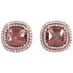 Fancy Diamond 18 Karat Gold Stud Earrings