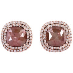 Fancy Diamond 18 Karat Gold Stud Earrings