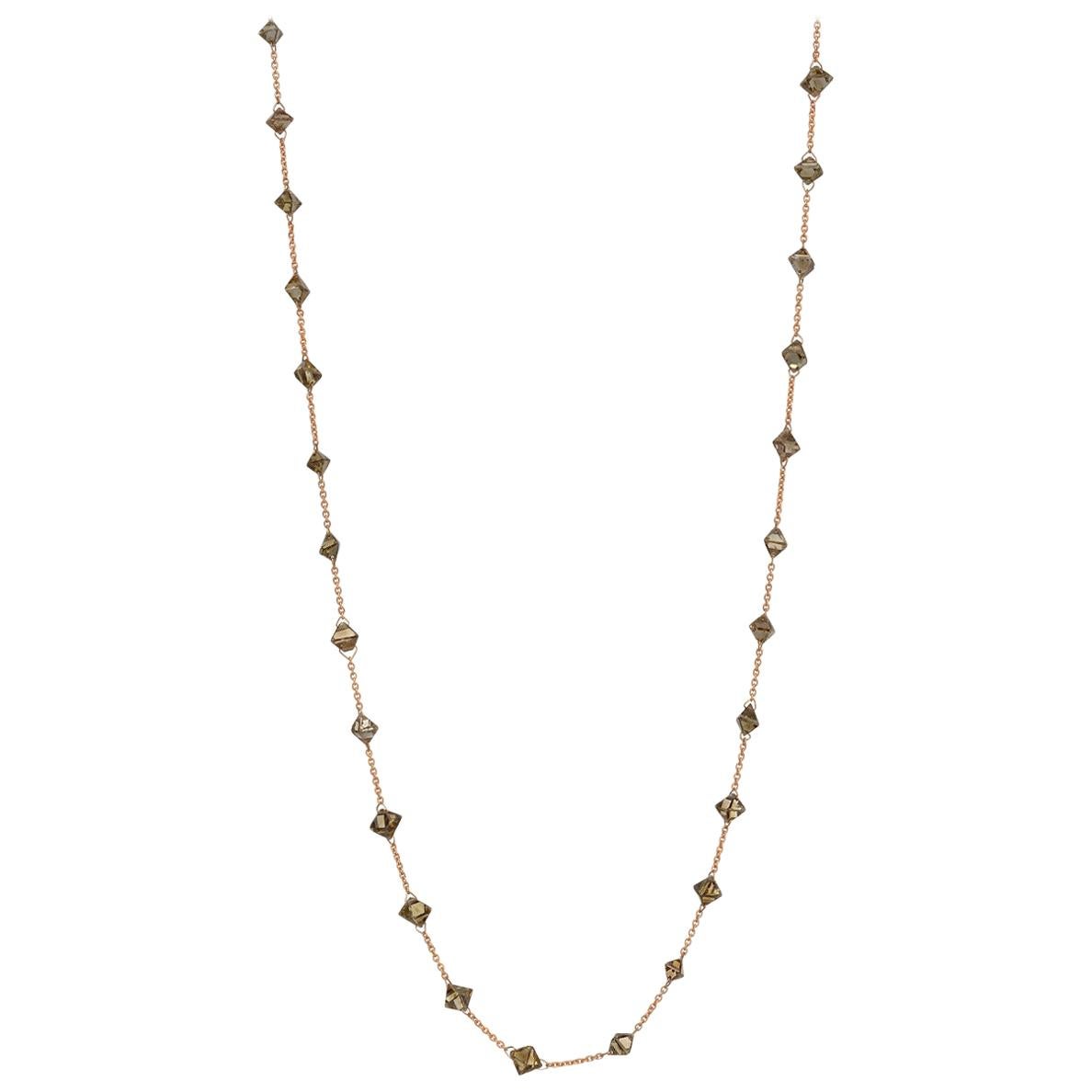 Fancy-Cut Brown Diamond Chain Necklace '12.39 Carat' For Sale