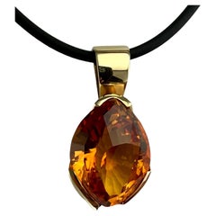 Fancy Cut Citrine Yellow Gold Pendant Necklace