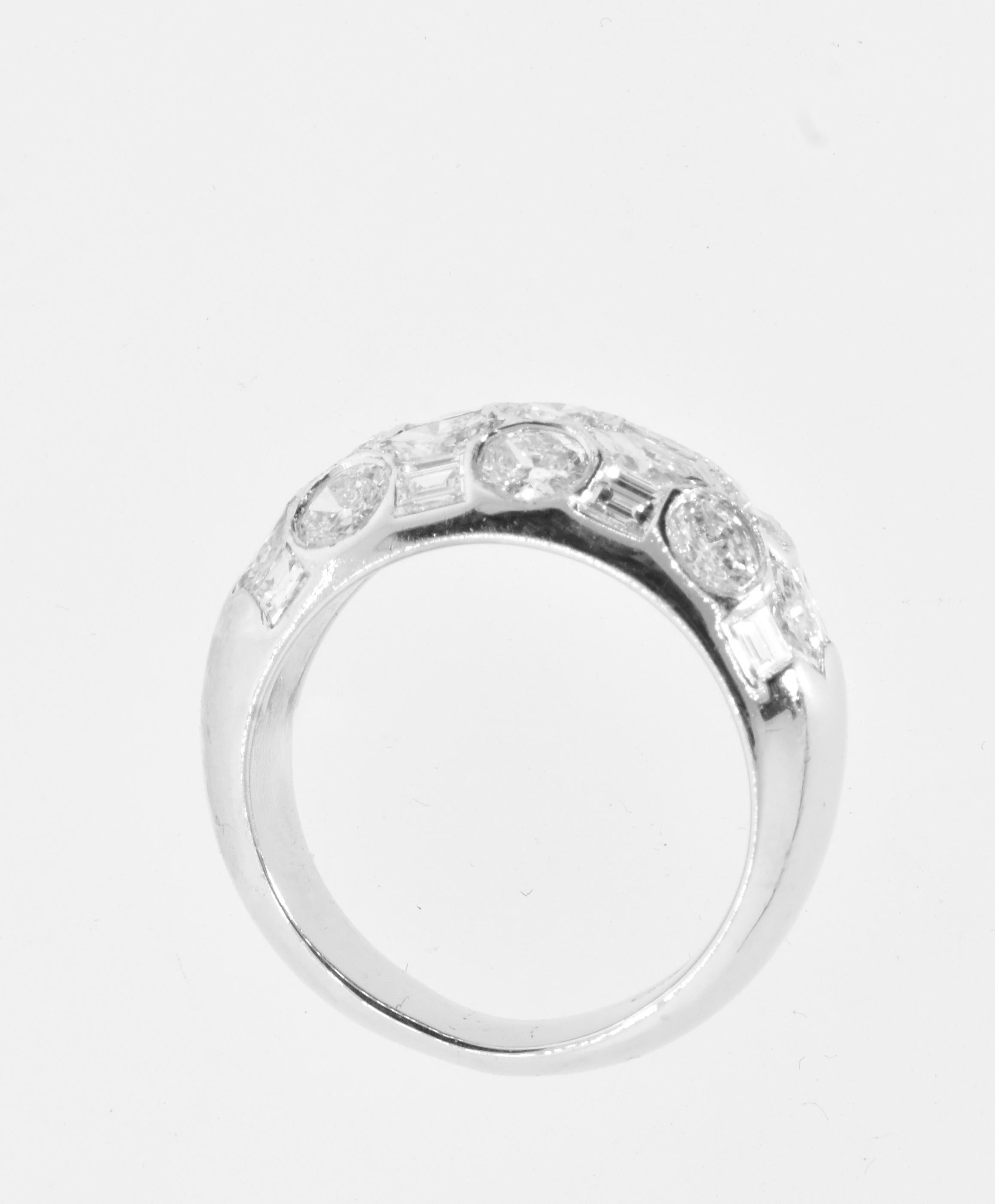 Fancy Cut Diamond and 18K White Gold Ring 5