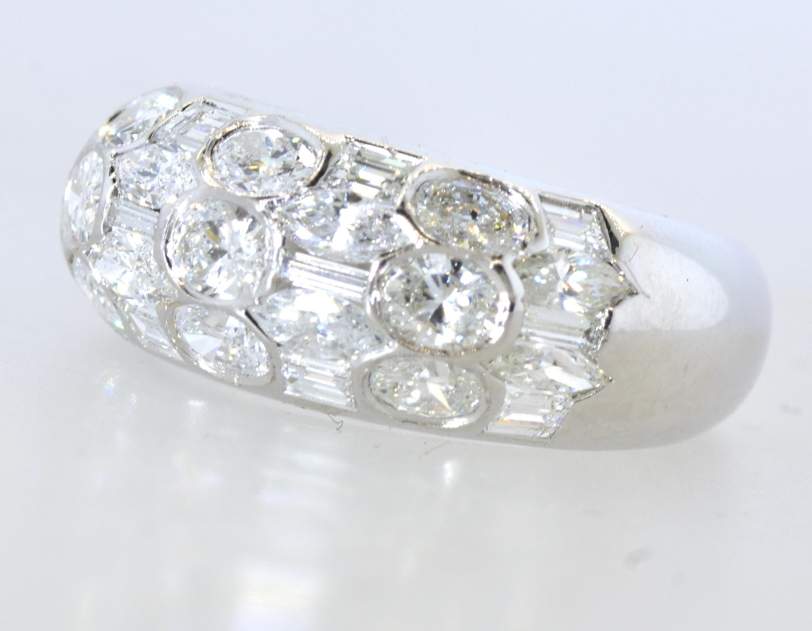 Fancy Cut Diamond and 18K White Gold Ring 3