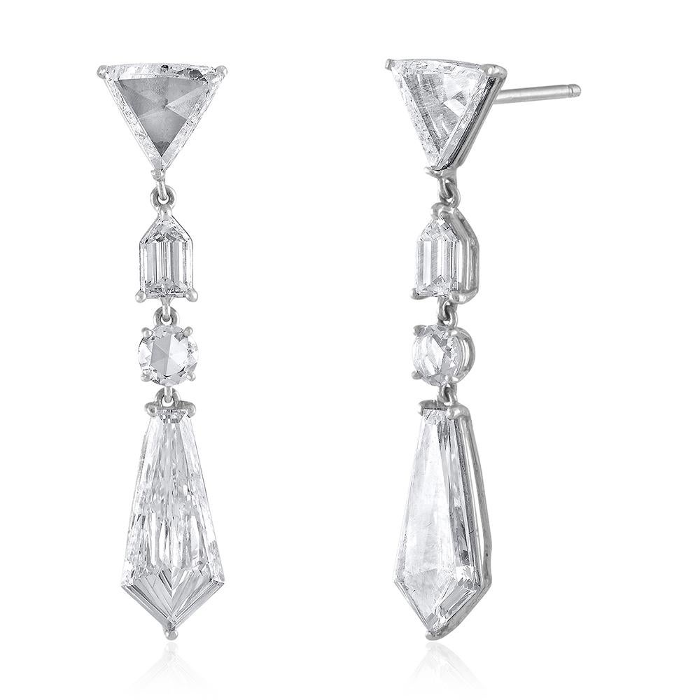 Fancy Cut Diamond Chandelier Earrings 1