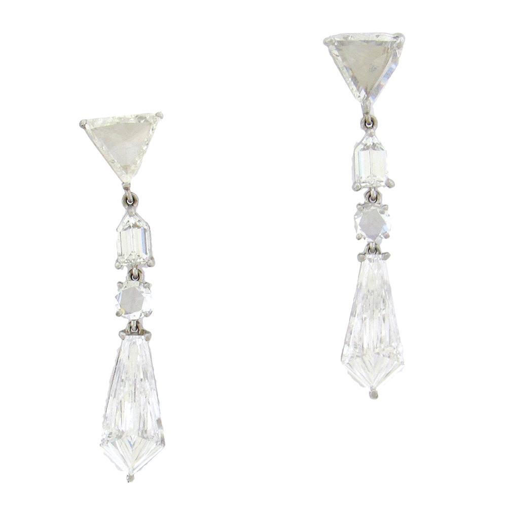Fancy Cut Diamond Chandelier Earrings 2