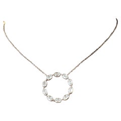 Fancy cut Diamond Circle Pendant Necklace 2.05 cttw in 18k White Gold