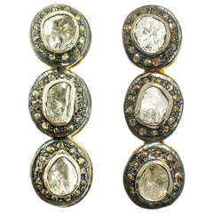 Maharaja 2 Carats Fancy Cut Diamond Dangling Earrings