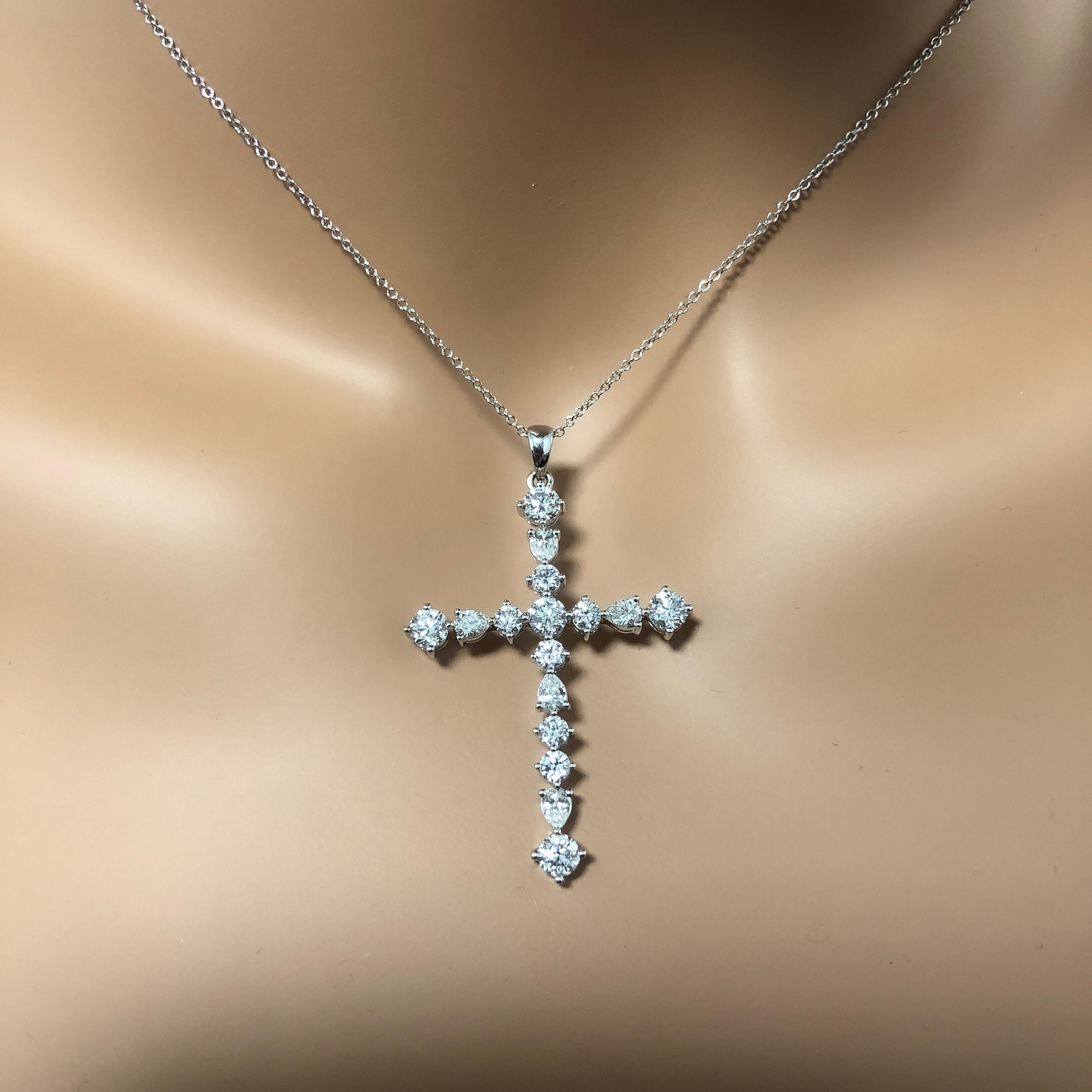 Modern Fancy Cut Diamond Gold Cross Pendant Necklace
