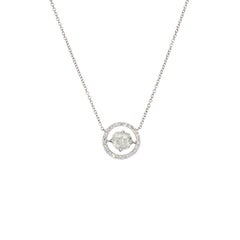 Fancy Cut Diamond Halo Necklace Estate 14k White Gold 16" Chain Fine Jewelry