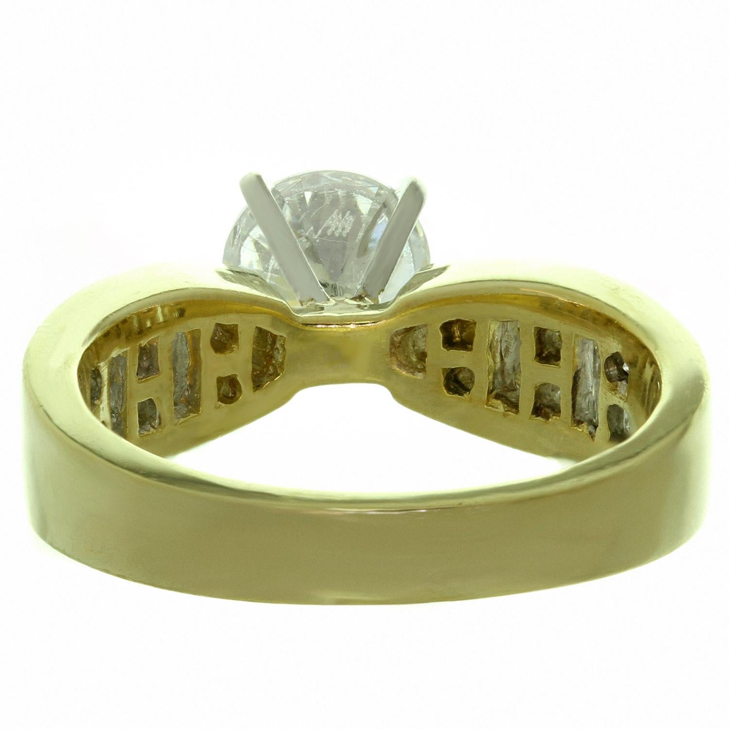 Women's Fancy-Cut Diamond Zircon Yellow Gold Engagement Ring For Sale