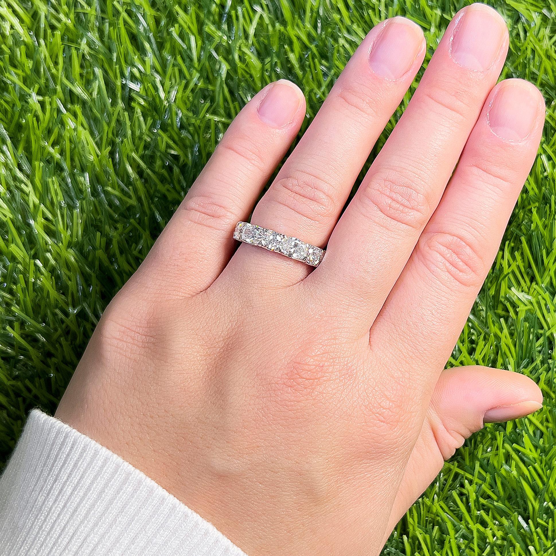 Contemporary Fancy Cut Diamonds Half Eternity Band Ring 3.24 Carats 18K White Gold For Sale