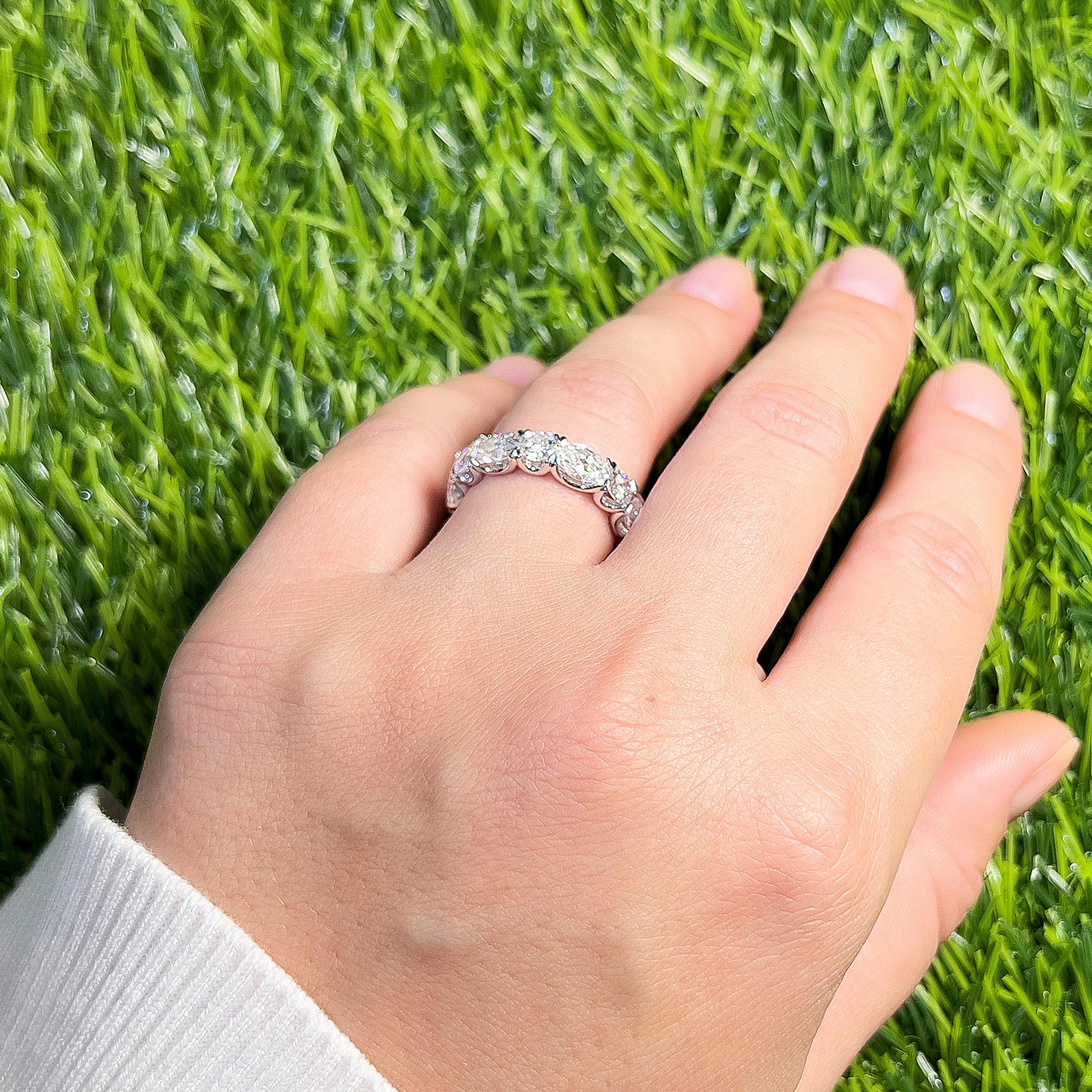 Mixed Cut Fancy Cut Diamonds Half Eternity Band Ring 3.24 Carats 18K White Gold For Sale