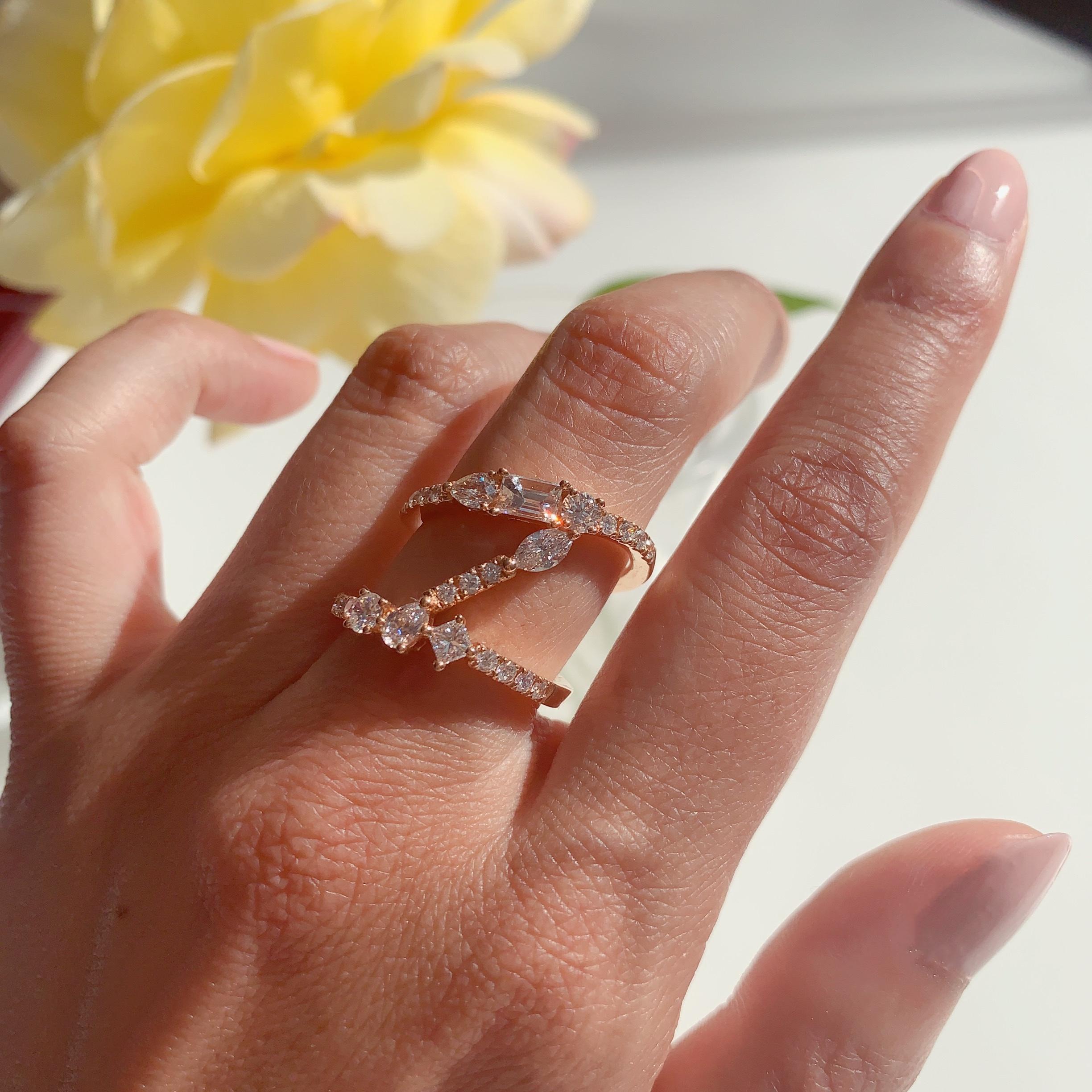 Women's or Men's Fancy Cut Diamonds Rings Numerology Number 1 For Sale