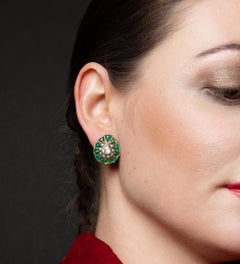 Manpriya B Fancy-cut Emerald and Rose-Cut Diamond Stud Earrings