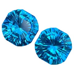 Fancy Cut Neon Blue Topaz Pair 13.90 carats Natural Madagascar's Gemstones