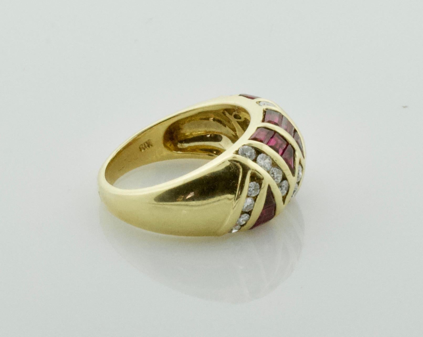 Fancy Cut Ruby and Diamond Wedding Band in 18 Karat In New Condition For Sale In Wailea, HI
