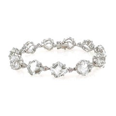 Fancy-cut White Topaz and White Sapphire Tennis Bracelet