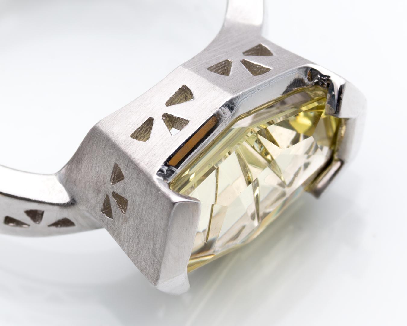 Béryl jaune de 3,04 carats en or blanc 14 carats Bague de cocktail Neuf - En vente à Loßburg, DE