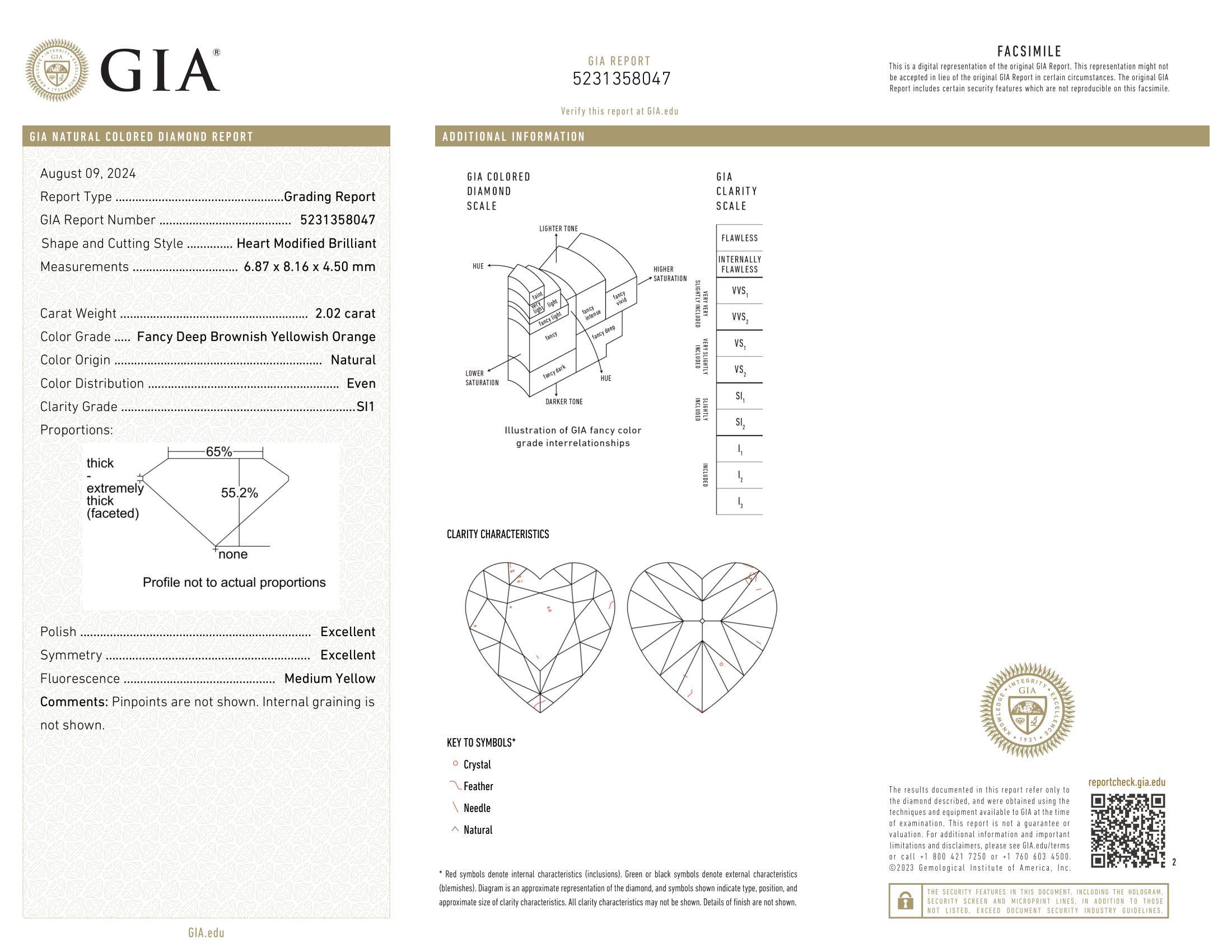 Diamant naturel de 2,02 carats certifié GIA, de couleur orange-jauneâtre foncé fantaisie en vente 1