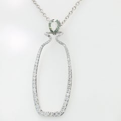 Fancy Deep Grayish Yellowish Green, Treated Color Pear Shape Diamond Necklace