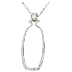 Fancy Deep Grayish Yellowish Green, Treated Color Pear Shape Diamond Necklace