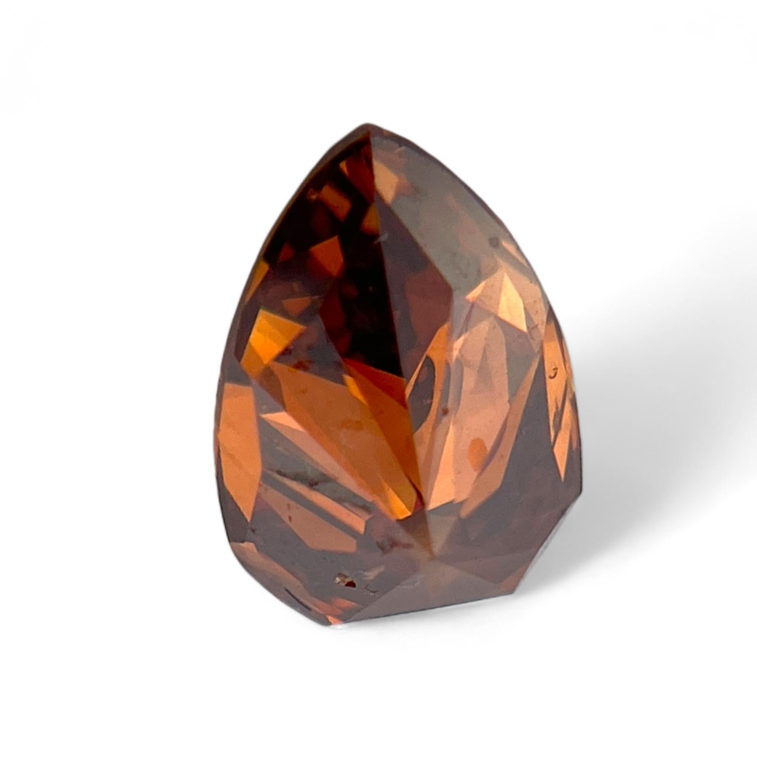 Pear Cut Fancy Deep Orange Brown GIA Certified 1.47 ct Natural Diamond For Sale
