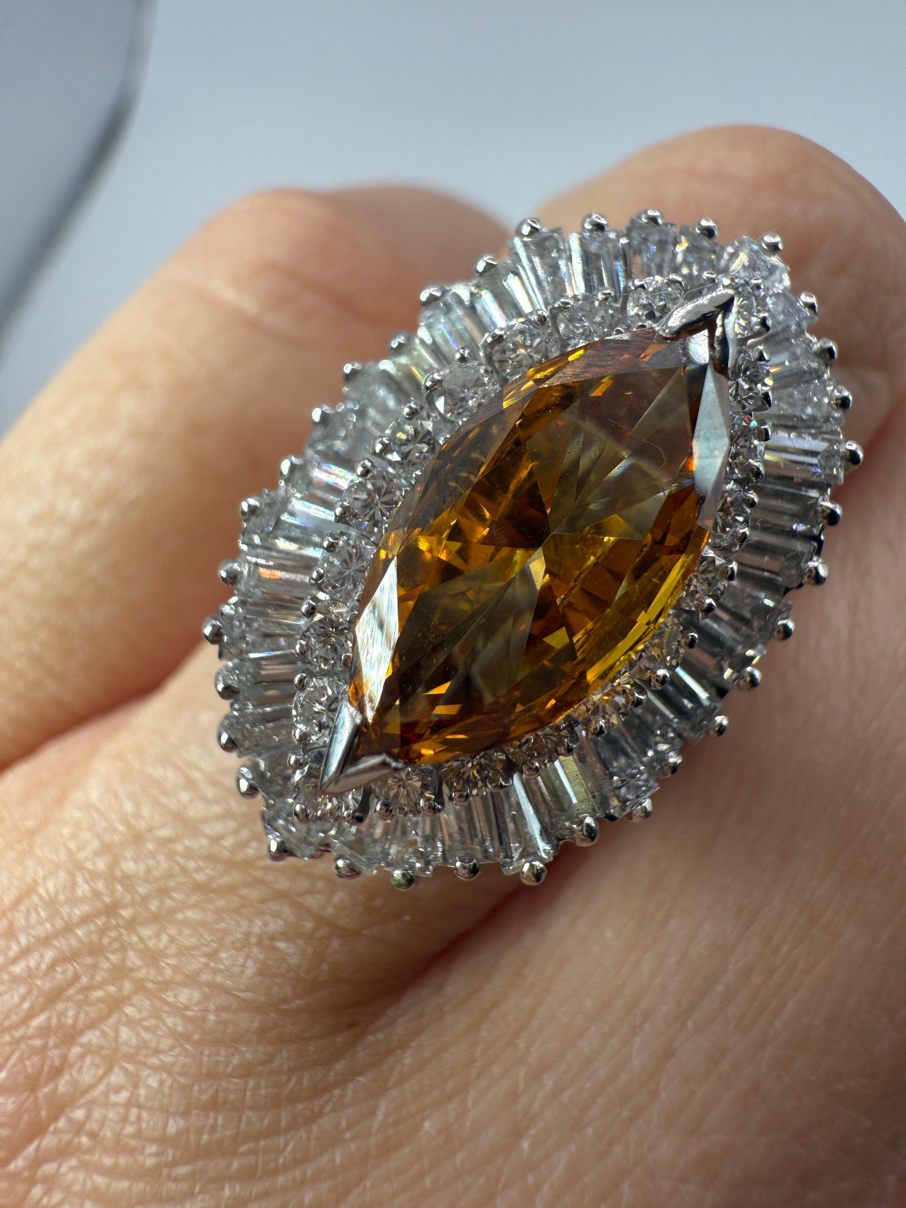 Anello con diamante arancione intenso GIA 1,92ct TROVATO RARO in vendita 6