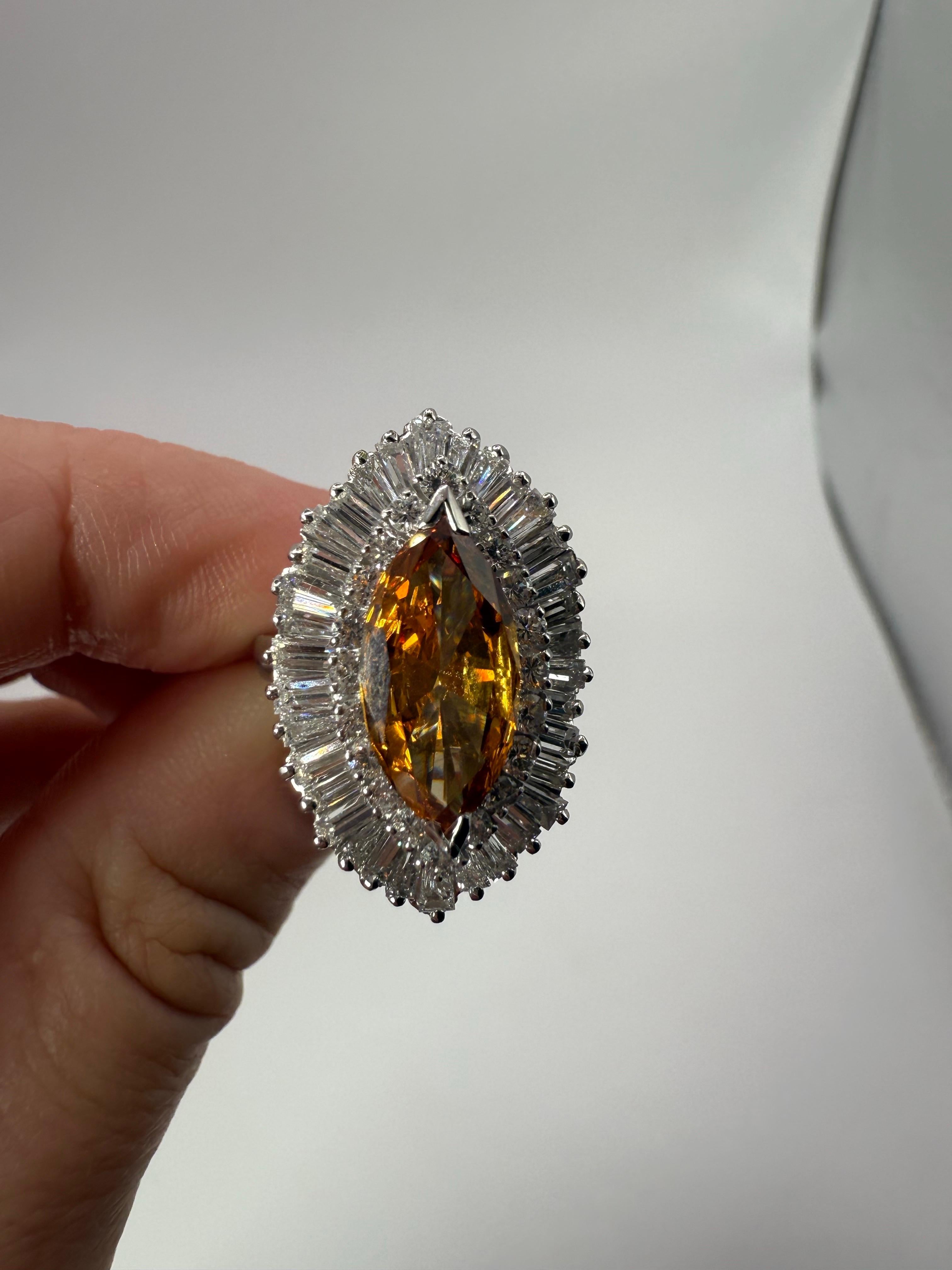 Anello con diamante arancione intenso GIA 1,92ct TROVATO RARO in vendita 7