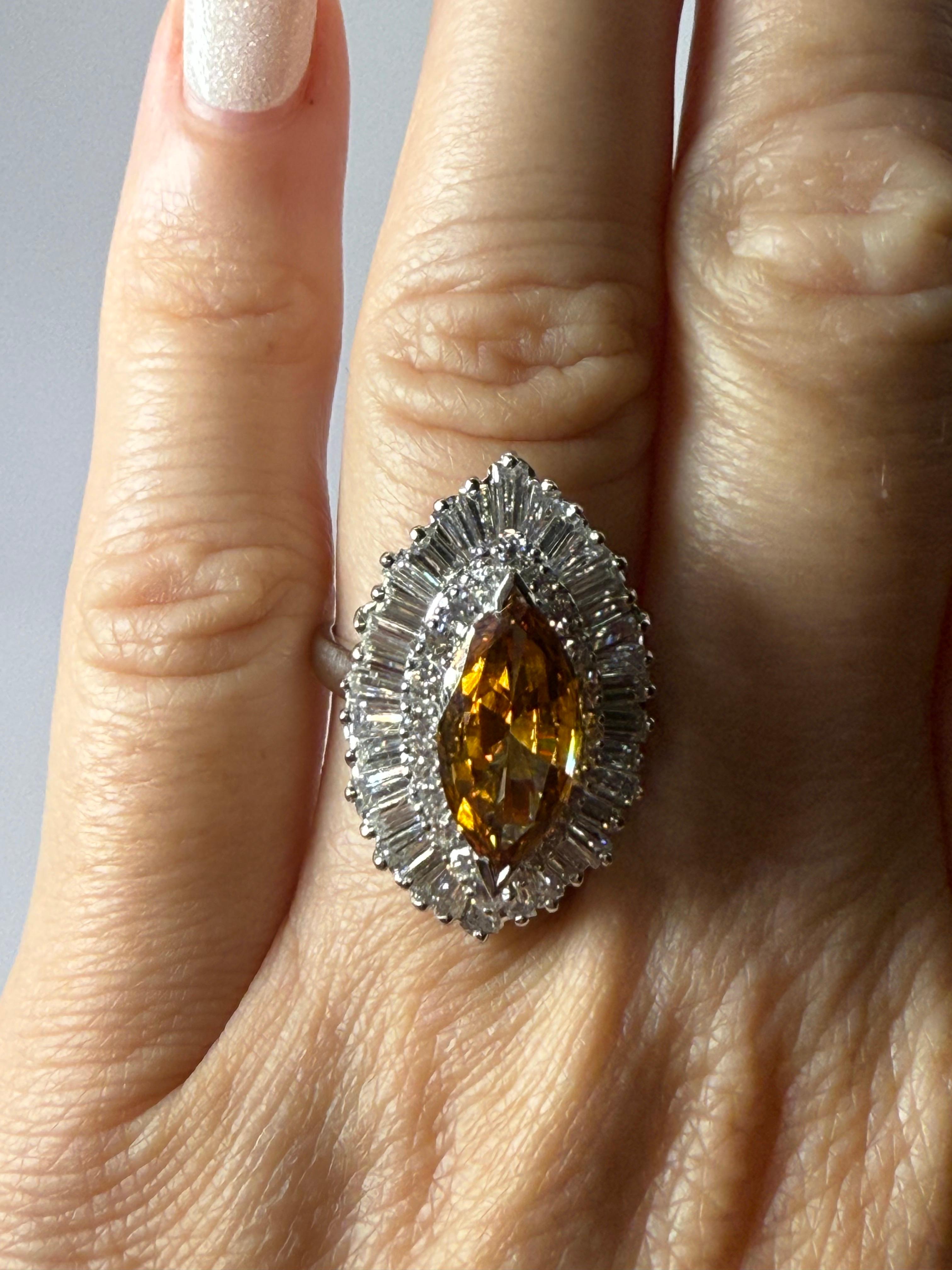 da uomo o donna Anello con diamante arancione intenso GIA 1,92ct TROVATO RARO in vendita