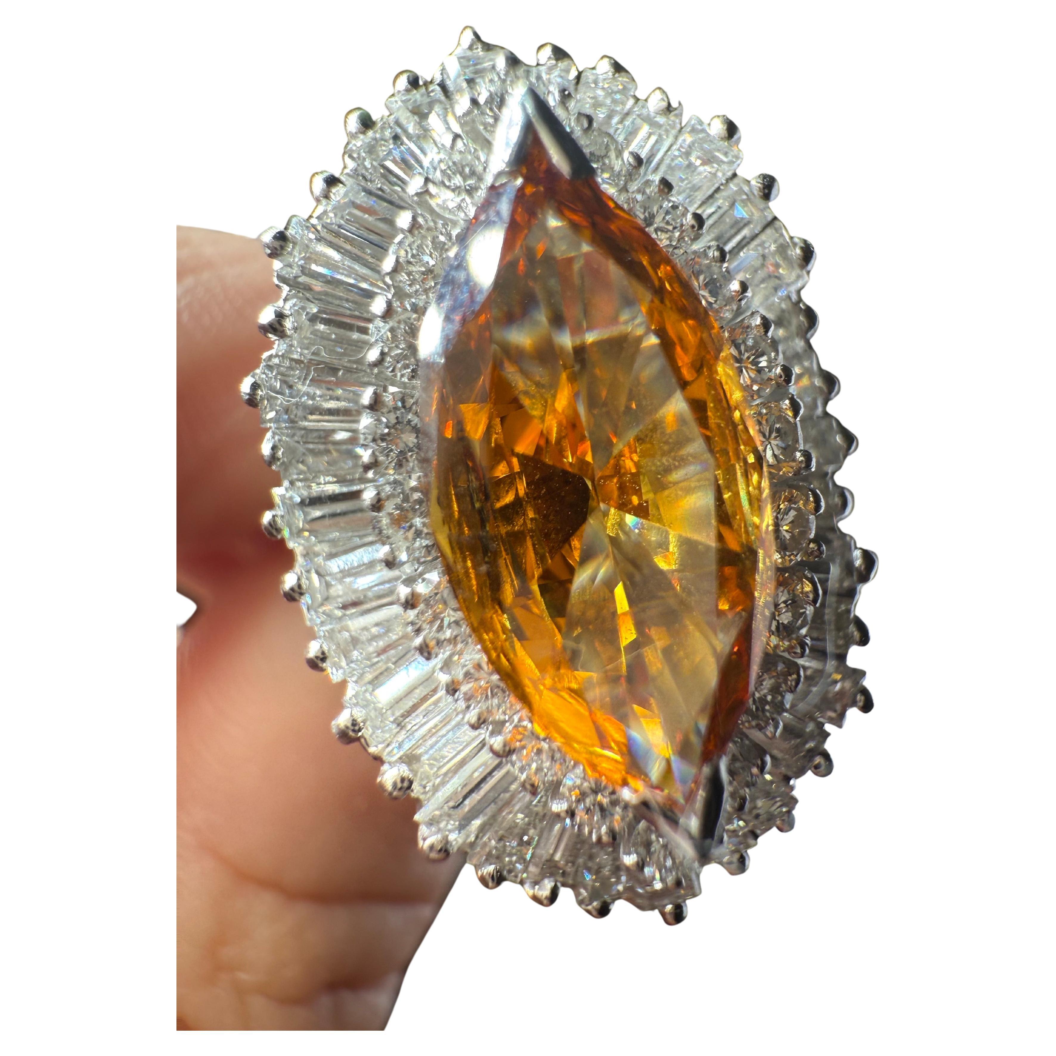 Anello con diamante arancione intenso GIA 1,92ct TROVATO RARO in vendita