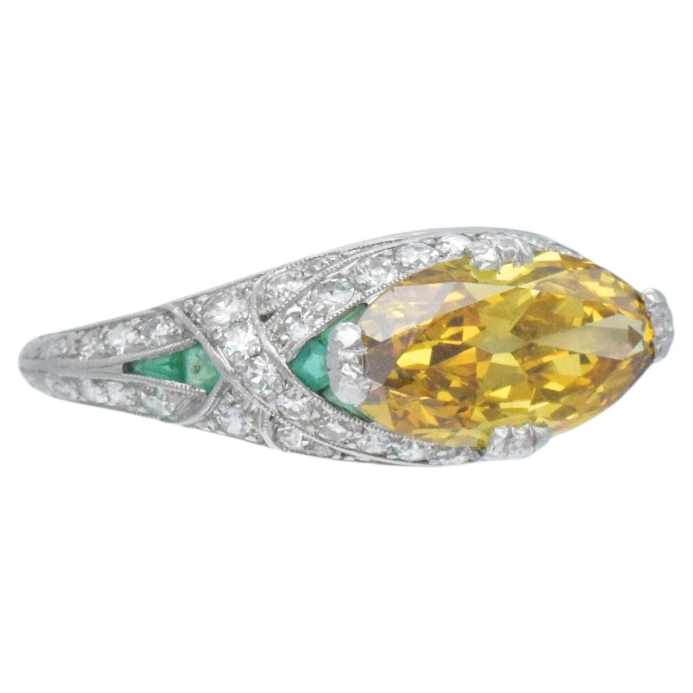 Fancy Deep Orange-Yellow Diamond  Ring GIA