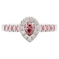 Fancy Deep Pink 0.16 Carat GIA Certified Diamond 18 Karat White Gold Ring