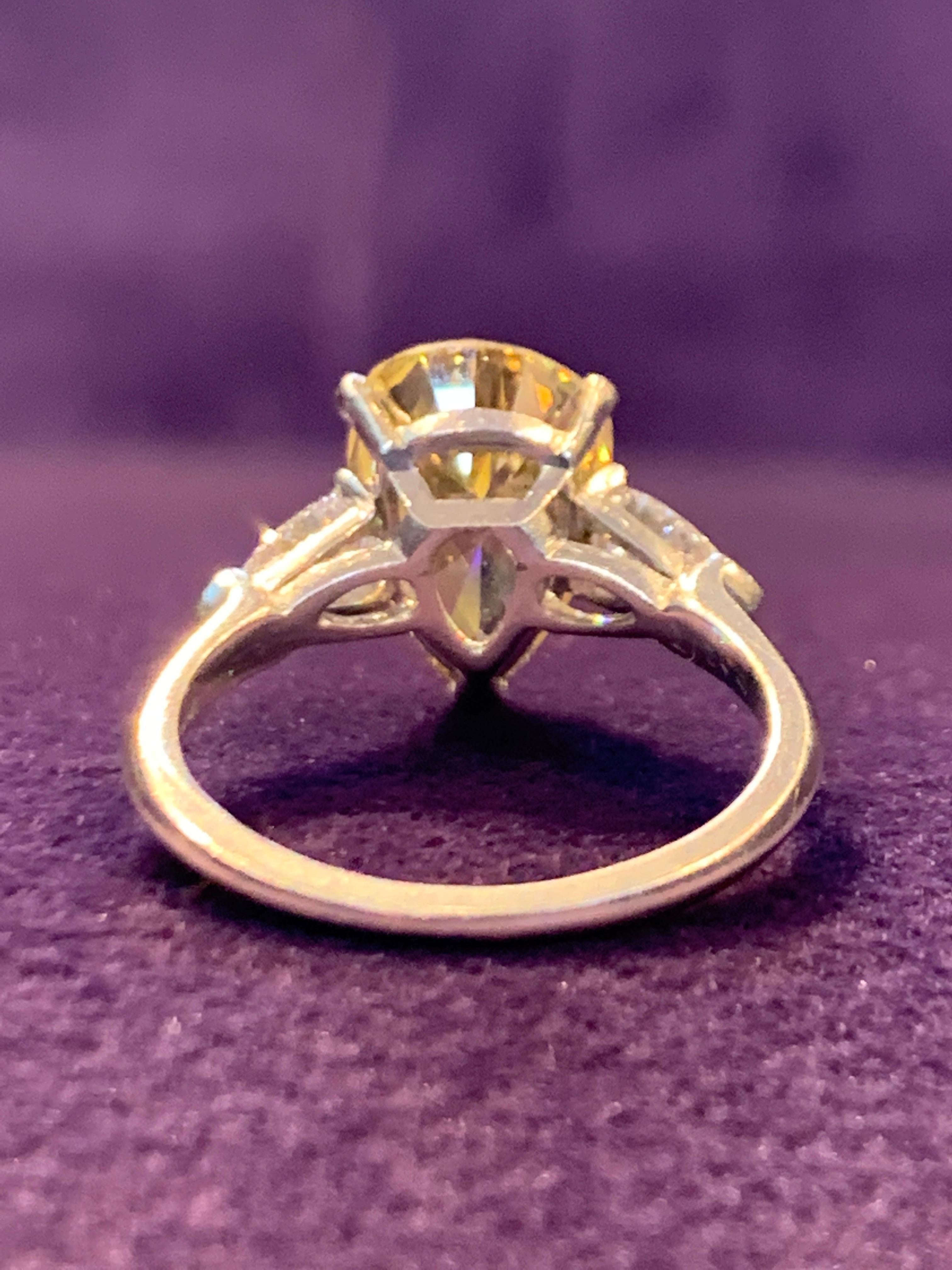 Pear Cut Fancy Deep Yellow Pear Shape Diamond Ring