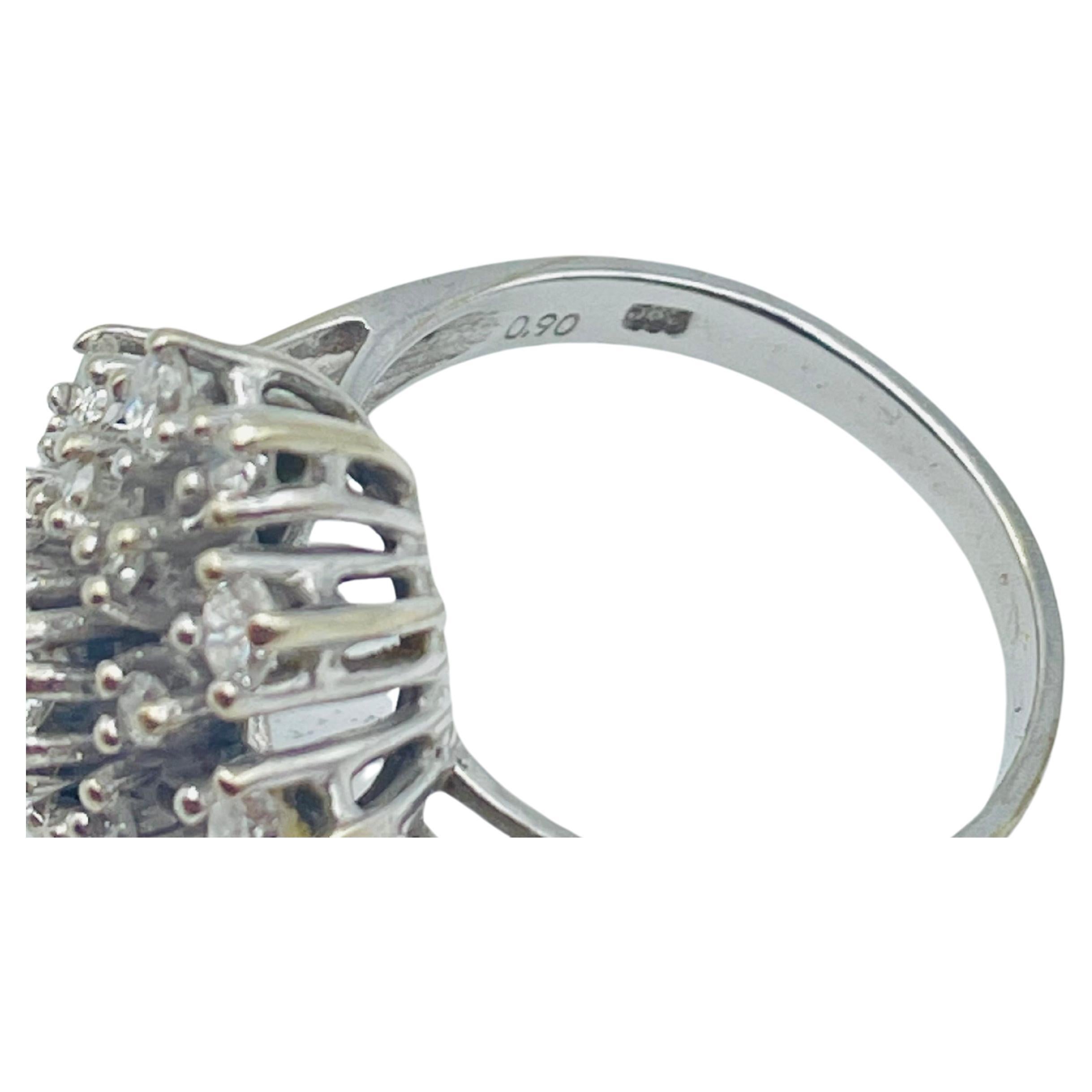 Aesthetic Movement fancy diamond 0.99ct cluster ring 14k whitegold For Sale