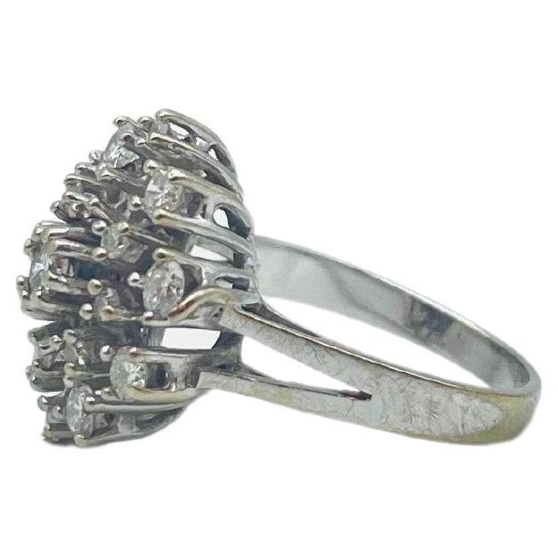 Baguette Cut fancy diamond 0.99ct cluster ring 14k whitegold For Sale