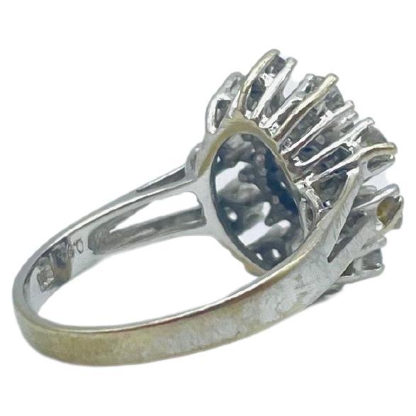 Women's or Men's fancy diamond 0.99ct cluster ring 14k whitegold For Sale