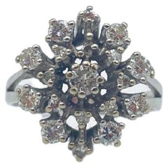 Retro fancy diamond 0.99ct cluster ring 14k whitegold