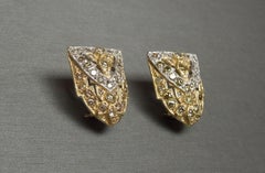 Fancy Diamond 14 Karat Shield Cathedral Earrings