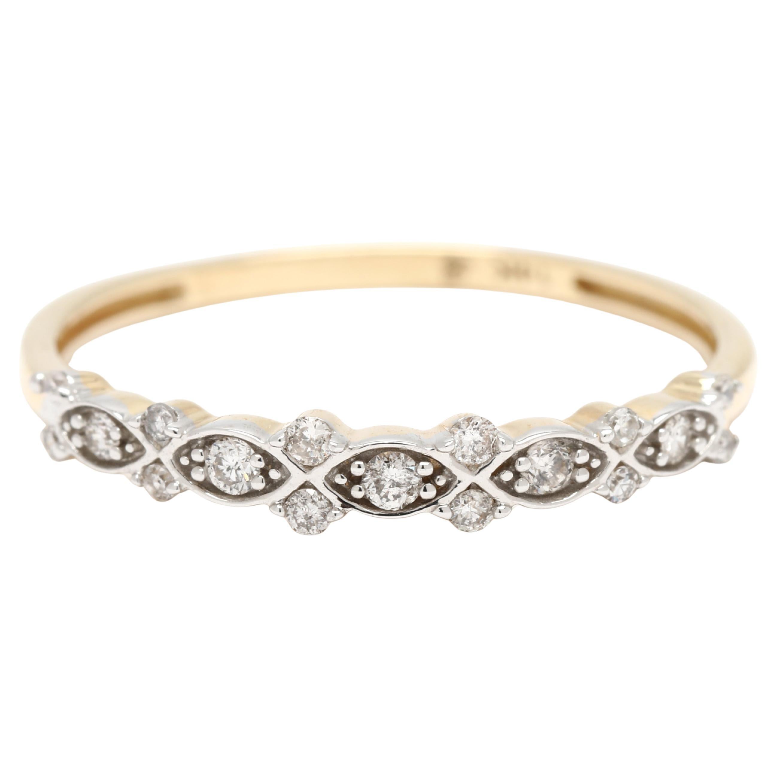 Fancy Diamond .15ctw Band Ring, 14k White & Yellow Gold, Ring Size 8.25