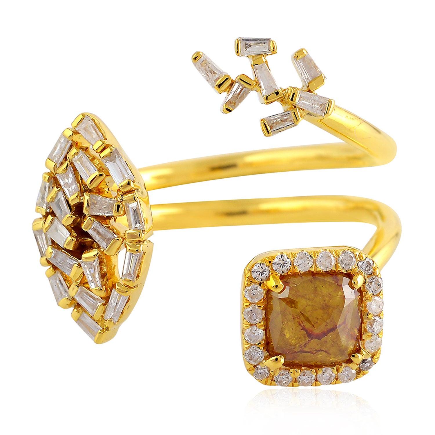 For Sale:  Fancy Diamond 18 Karat Gold Between the Finger Ring 3
