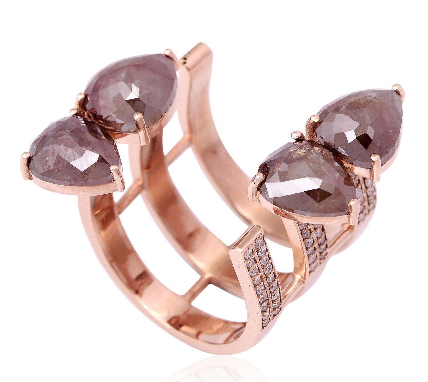 For Sale:  Fancy Diamond 18 Karat Gold Between the Finger Ring 4
