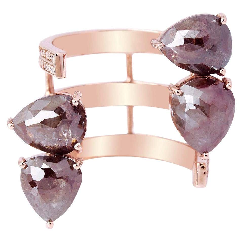 Customizable Fancy Diamond 18 Karat Gold Between the Finger Ring For ...