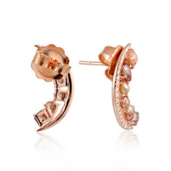 Fancy Diamond 18 Karat Gold Crescent Stud Earrings
