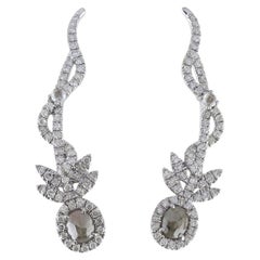 Boucles d'oreilles pendantes en or 18 carats avec diamants fantaisie