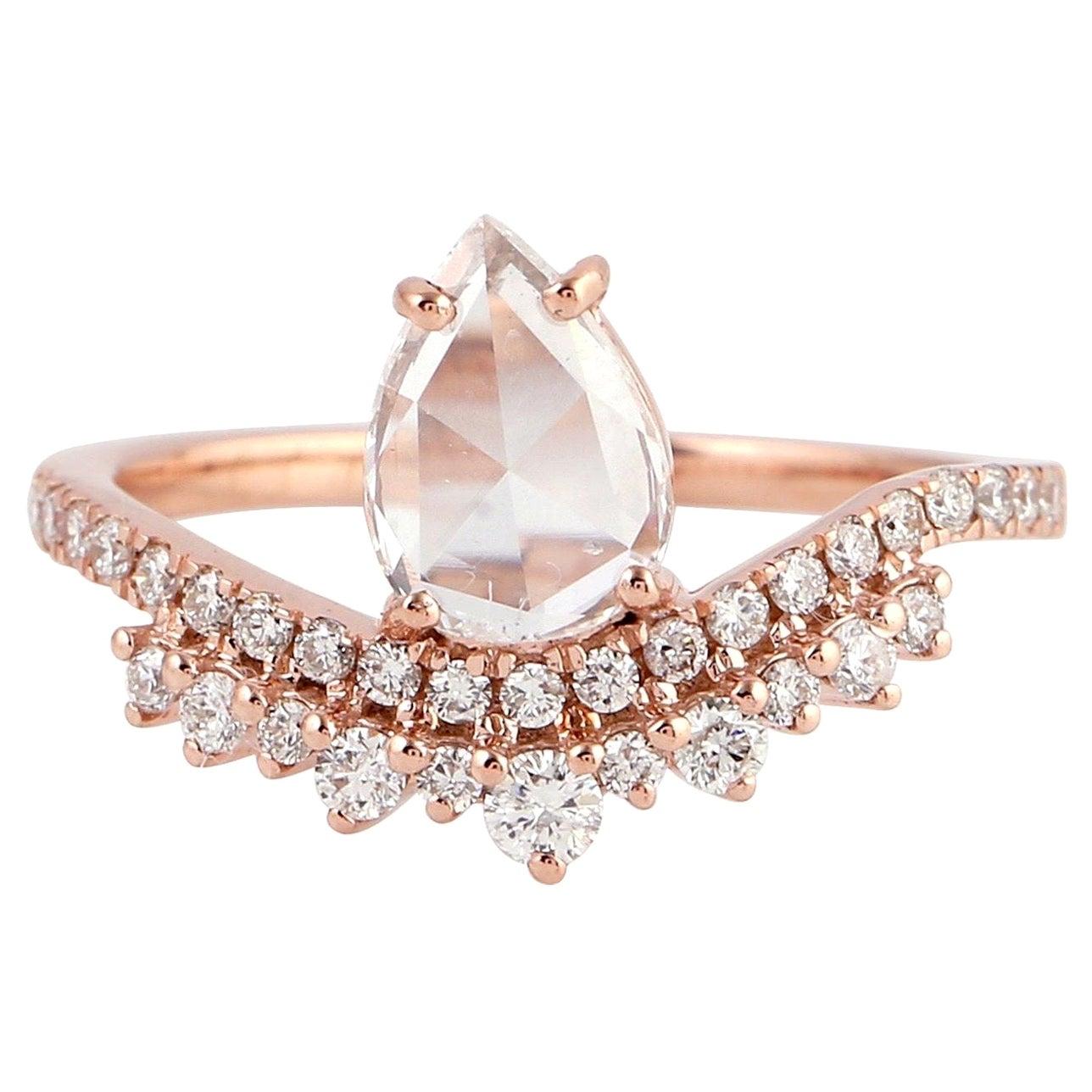 En vente :  Bague de fiançailles en or 18 carats avec diamants fantaisie