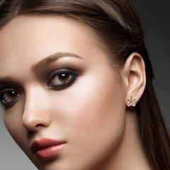 Fancy Diamond 18 Karat Gold Flower Stud Earrings
