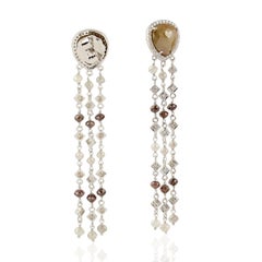 13.63 carats Fancy Diamond 18 Karat Gold Fringe Earrings