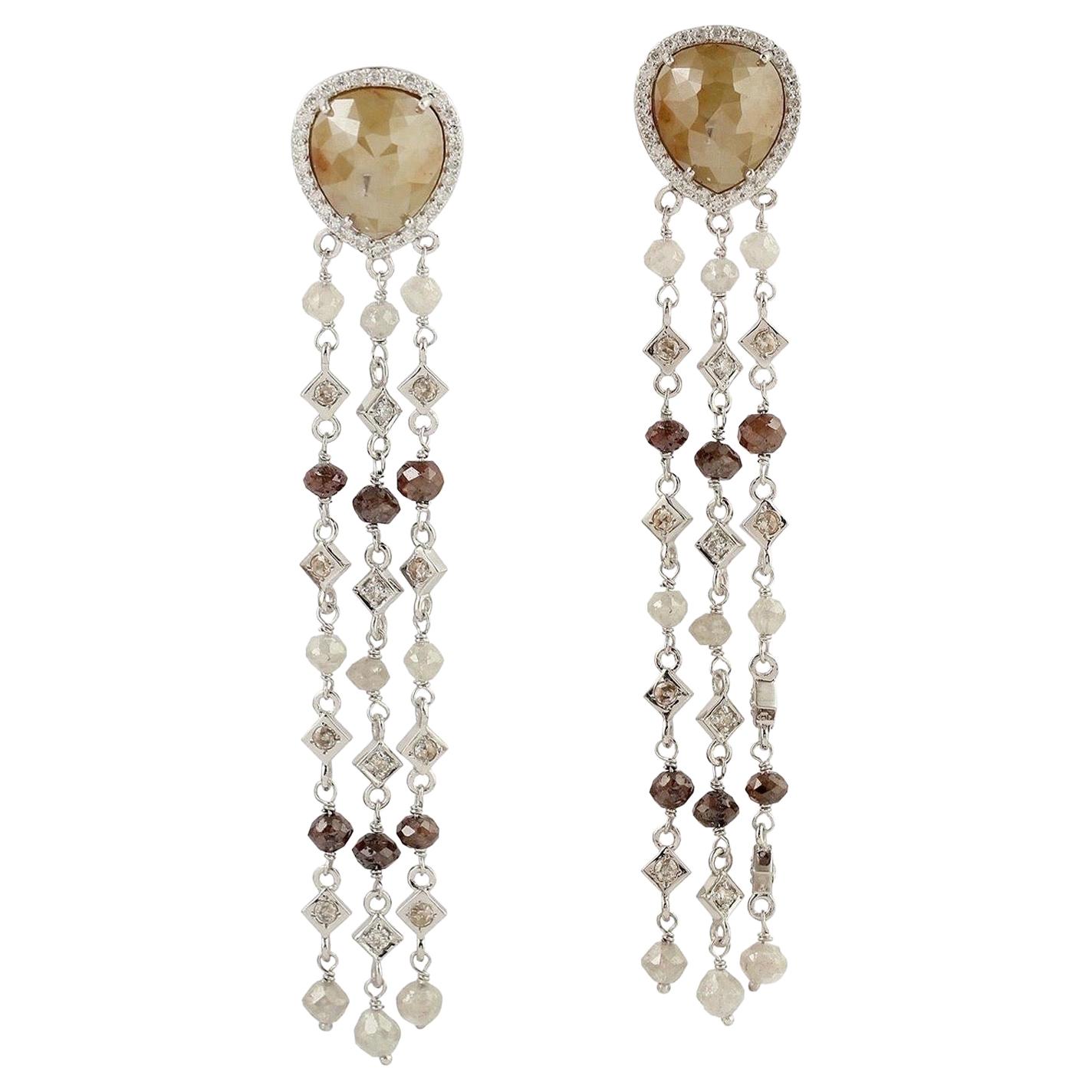 13.63 carats Fancy Diamond 18 Karat Gold Fringe Earrings