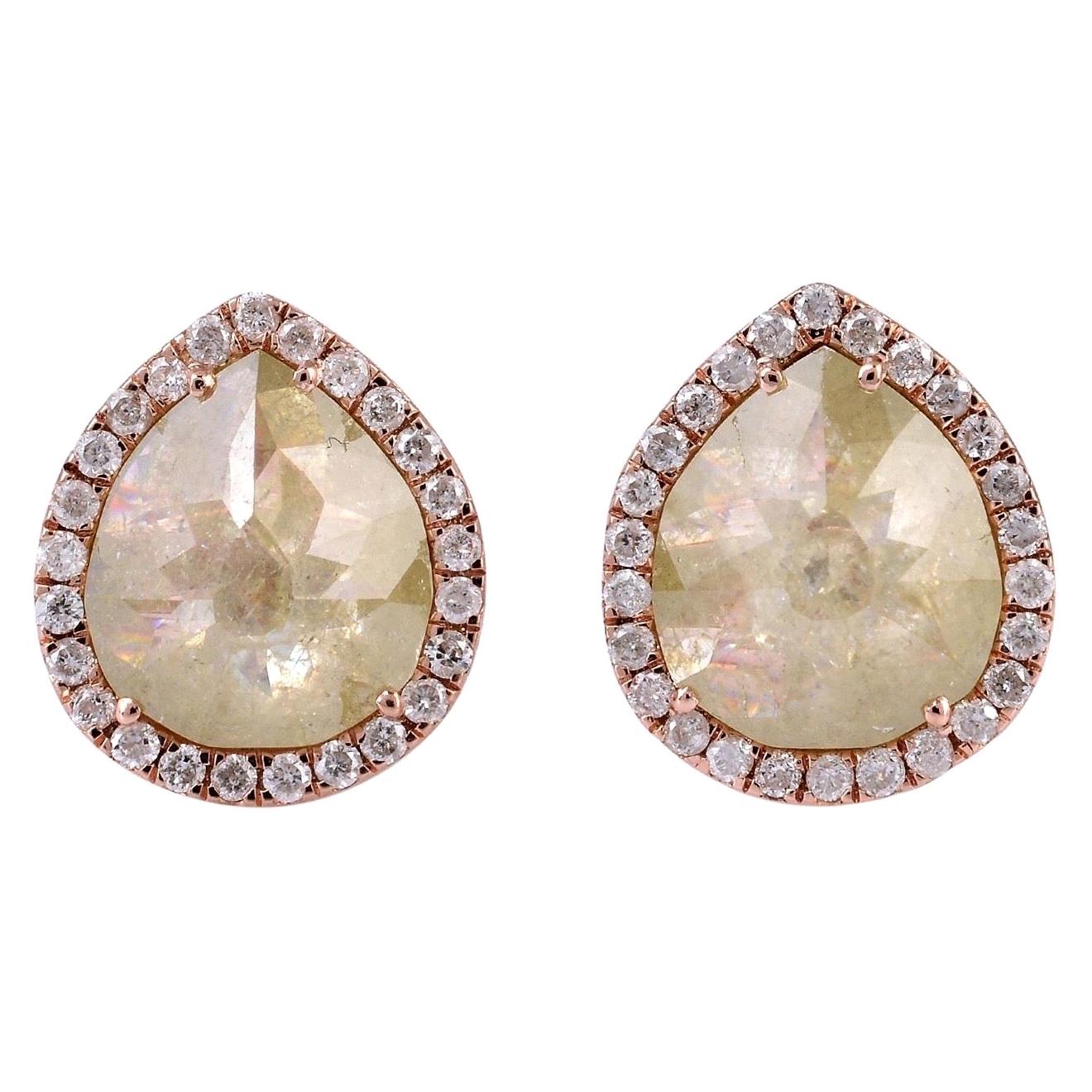 Fancy Diamond 18 Karat Gold Stud Earrings