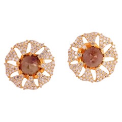 Fancy Diamond 18 Karat Gold Sunlight Stud Earrings