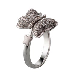 Fancy Diamond 18 Karat White Gold Butterfly Ring